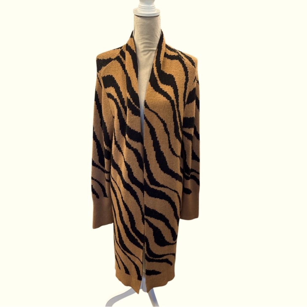 Leith Longline Cozy animal print long cardigan
